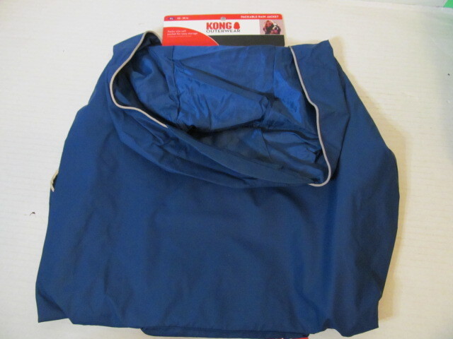 Kong Outerwear Packable Dog Rain Jacket, Blue or Purple, Sizes S, M, L, XL