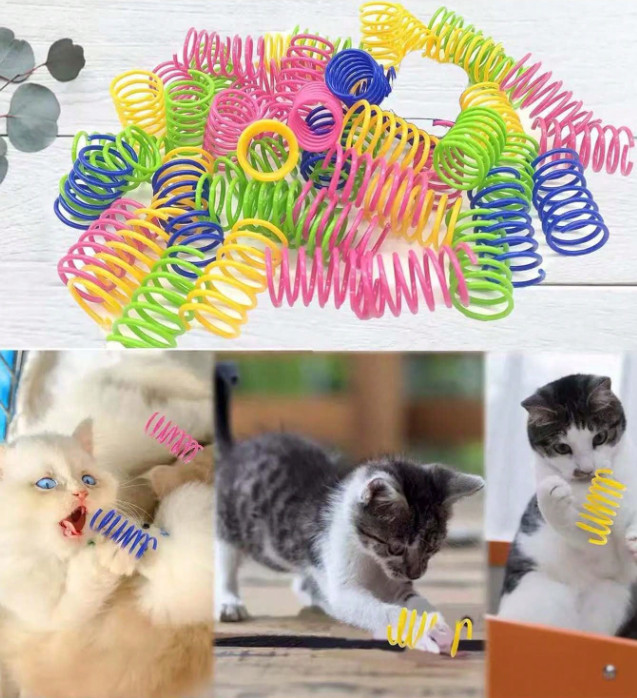 10pcs Cat Spring Toys Springs Self-Playing Cat Toys Colorful for Cat Kitten Pets