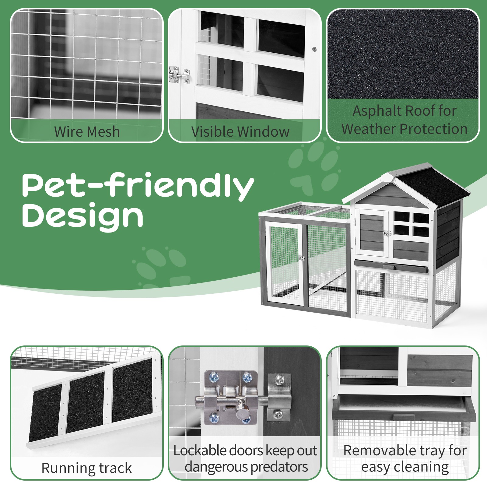 Outdoor Wooden Chicken Coop House Poultry Hutch Pet Cage w/ Nesting Box Backyard
