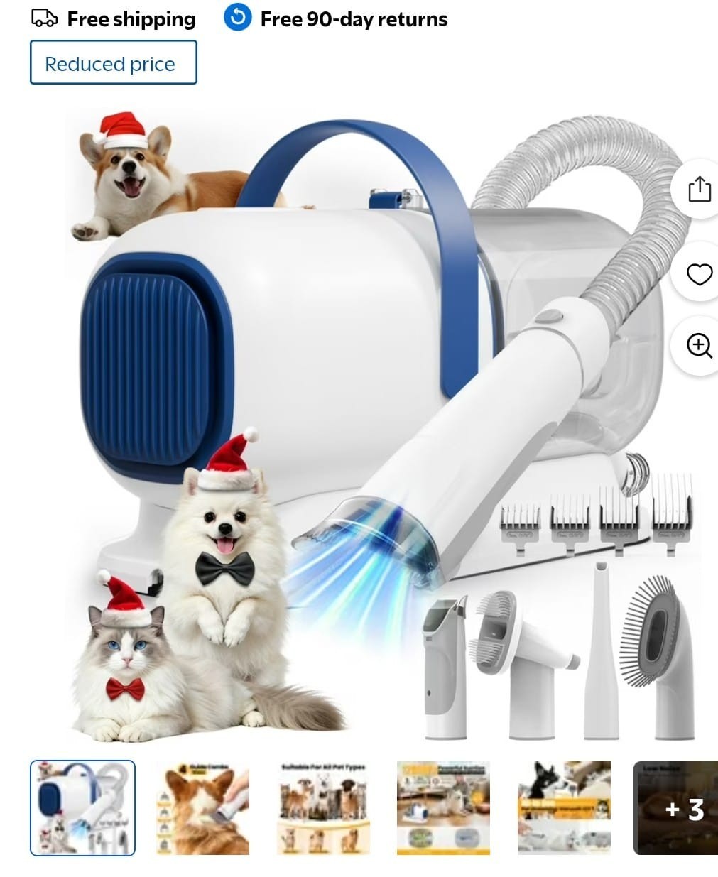 AIRROBO PG10 Dog & Cat Grooming Vacuum with Pet Clippers Low Noise US