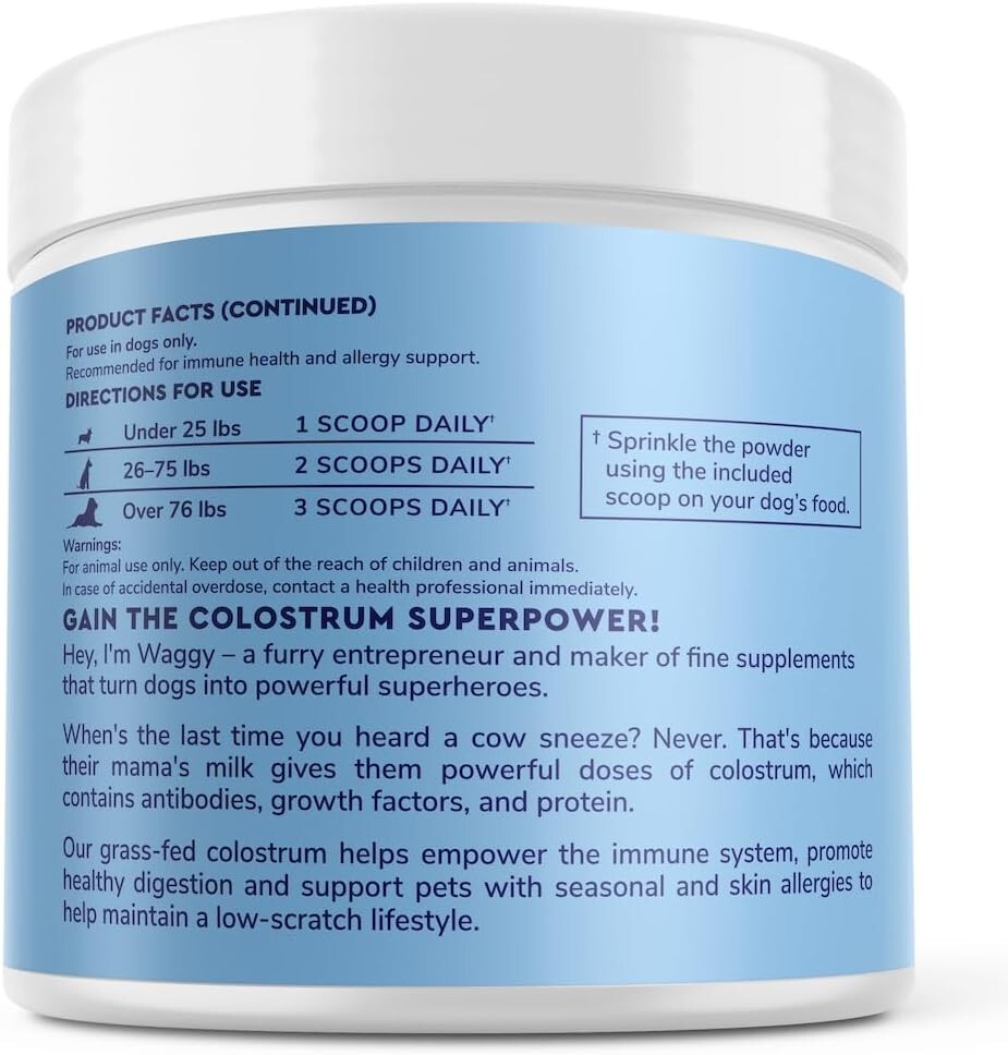Premium Grass Fed Colostrum for Dogs – Pure Bovine Colostrum for Dogs – 3.20oz
