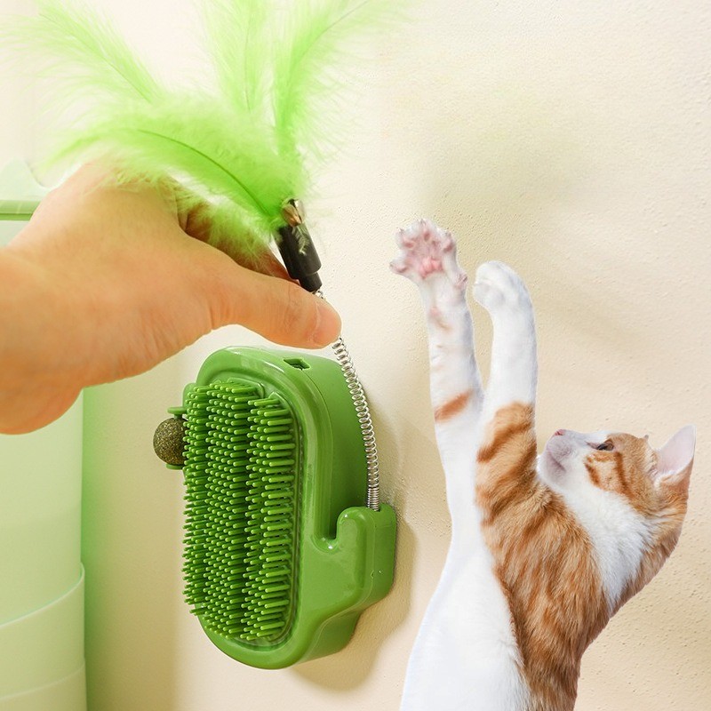 Blue Cat Itching Device Fur Brushing Device Cactus Cat Scratcher Toothbrush Tool