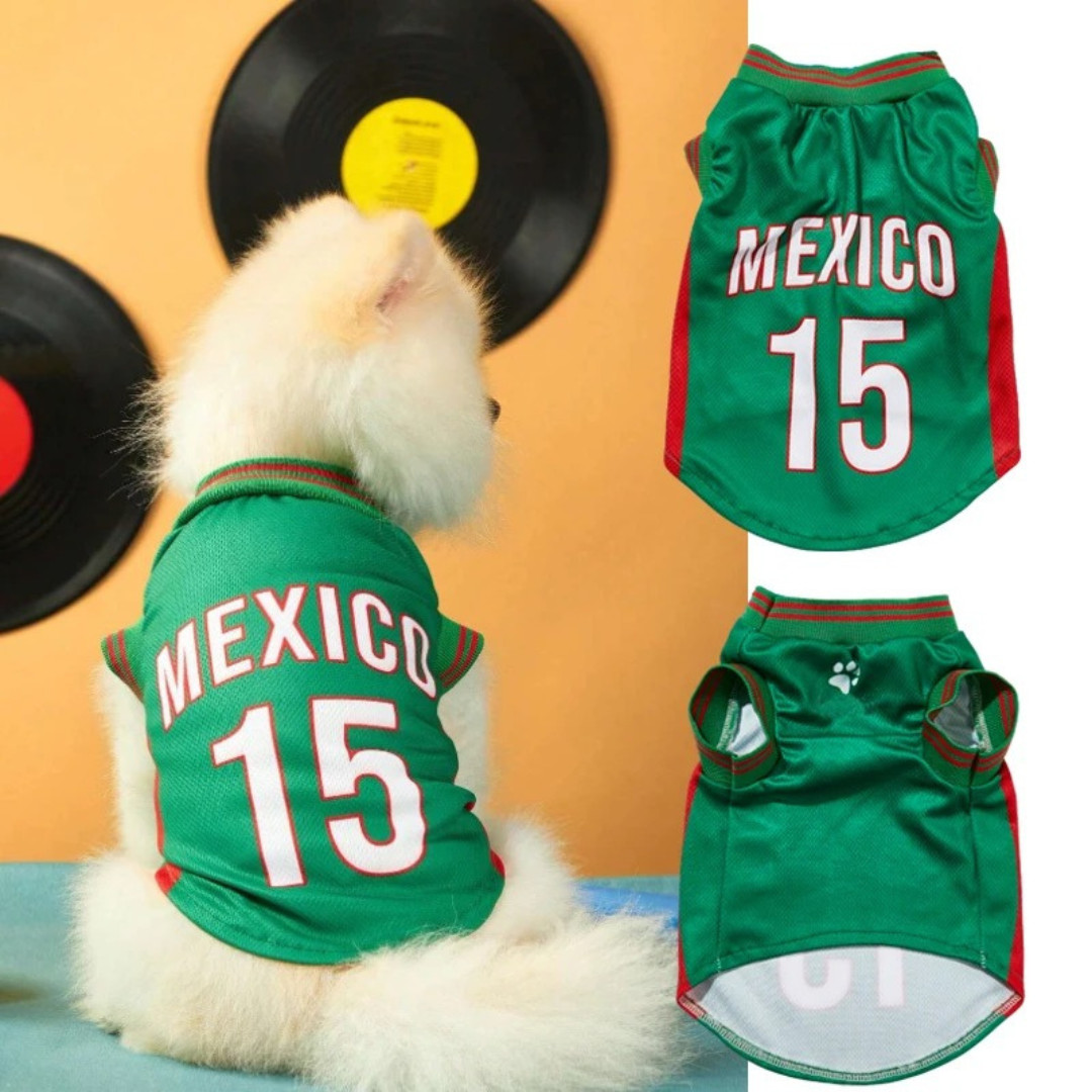 Pets World Cup 2026 Jersey Shirt Striped Ribbed Trim Breathable Dog & Cat Jersey