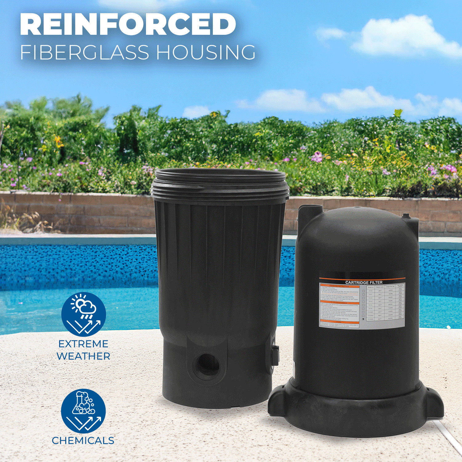 XtremepowerUS 200 sq. ft. In-Ground Easy Clean Pool Cartridge Filter with Tank
