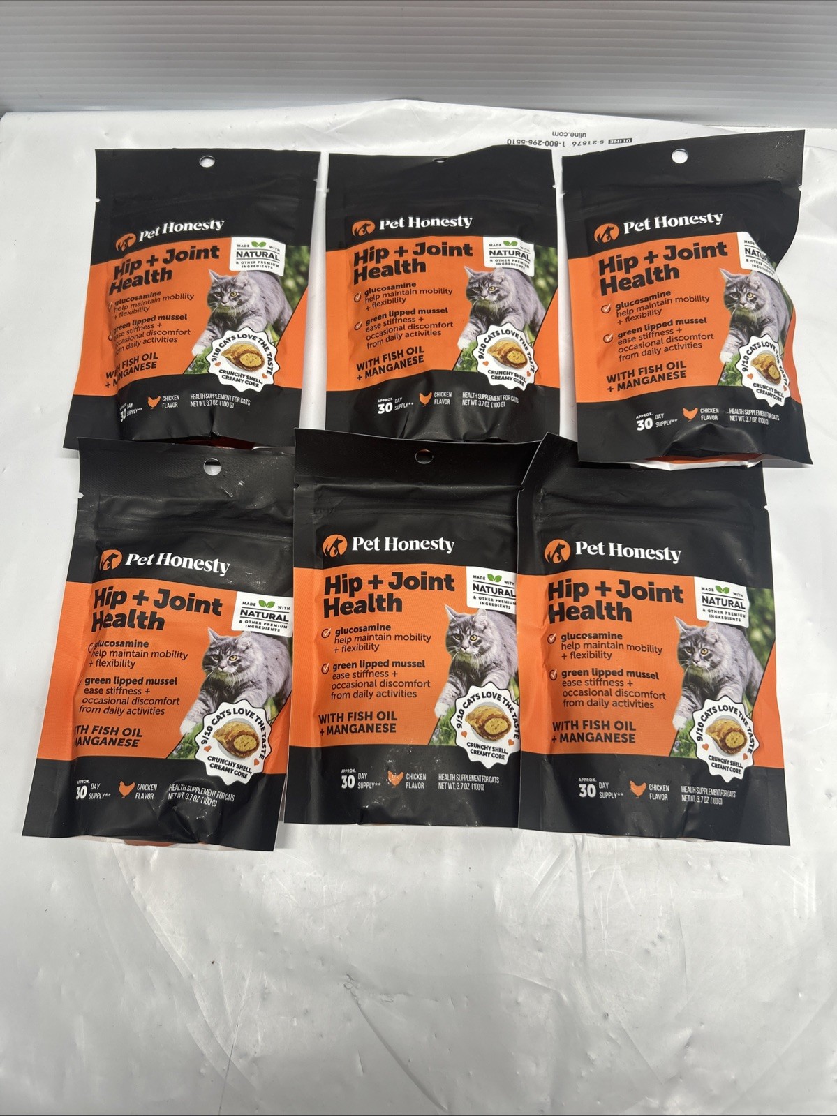 Lot of 6 PET HONESTY Cat Hip & Joint Health Crunchy Treats Exp. 08/2026