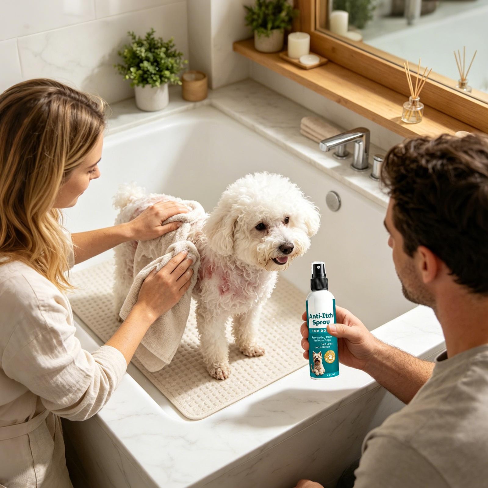 Pup Labs K9 Soothe anti Itch Spray for Dogs with Aloe, Rose, & Coconut, 4 FL OZ
