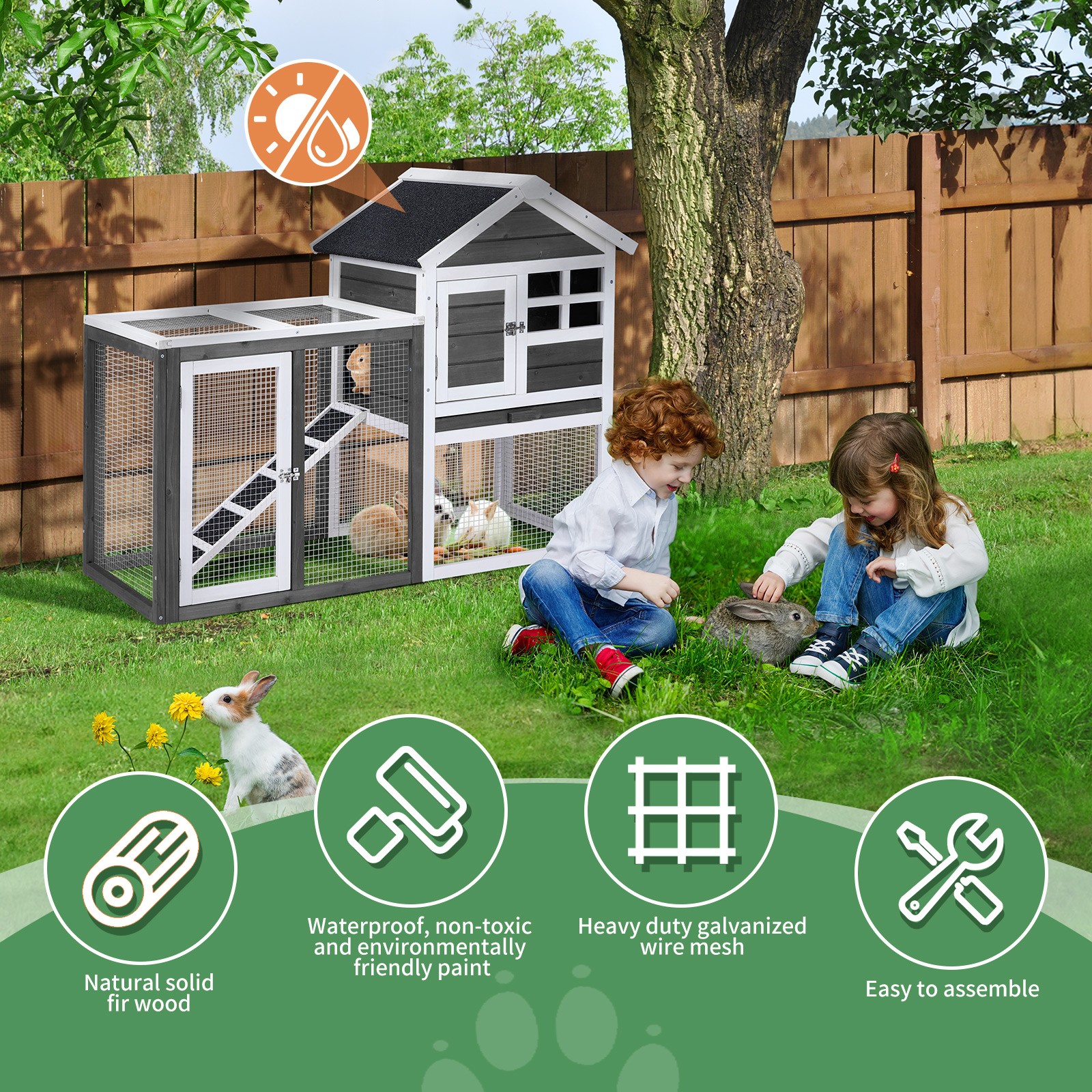 Outdoor Wooden Chicken Coop House Poultry Hutch Pet Cage w/ Nesting Box Backyard
