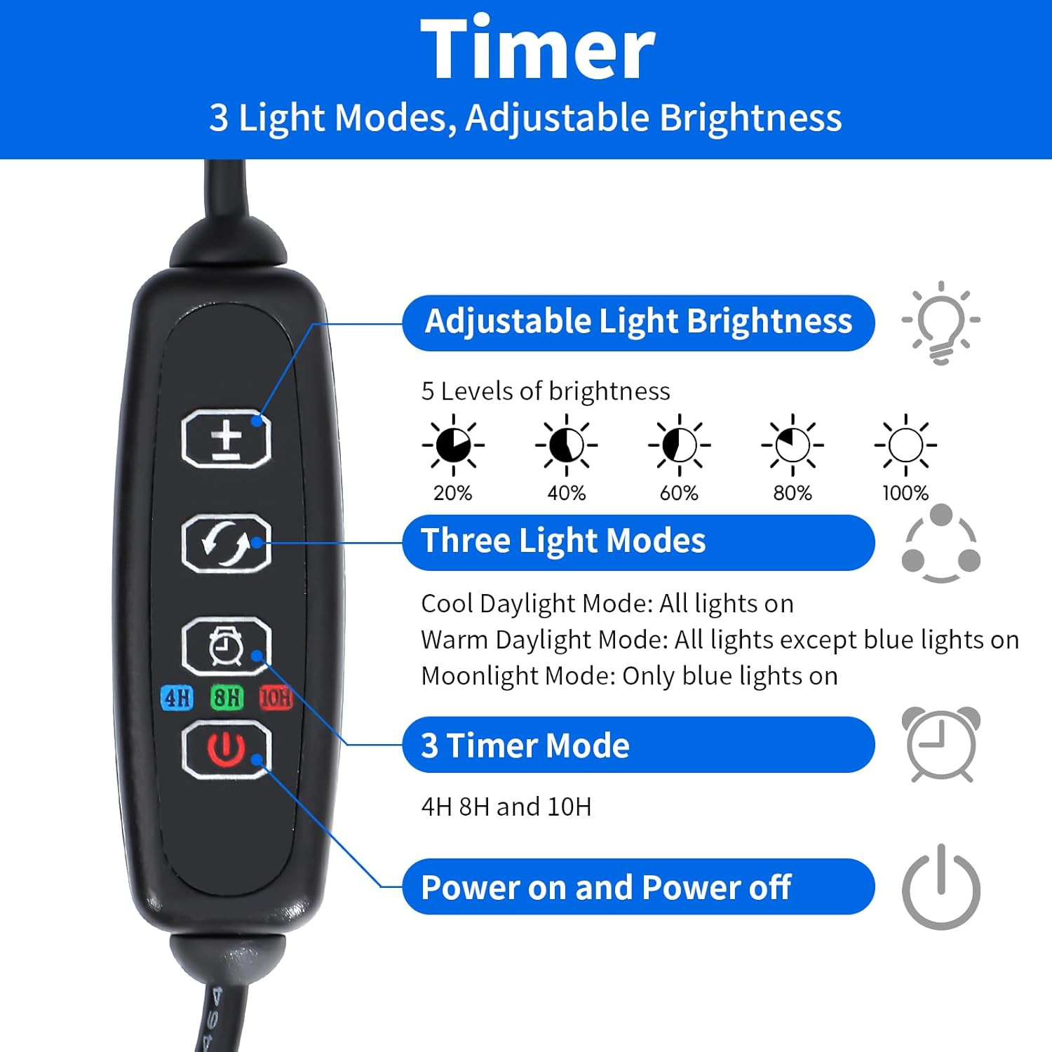 LED Aquarium Light for 12 Inch Fish Tank, Auto on off with Timer, Full Spectrum,