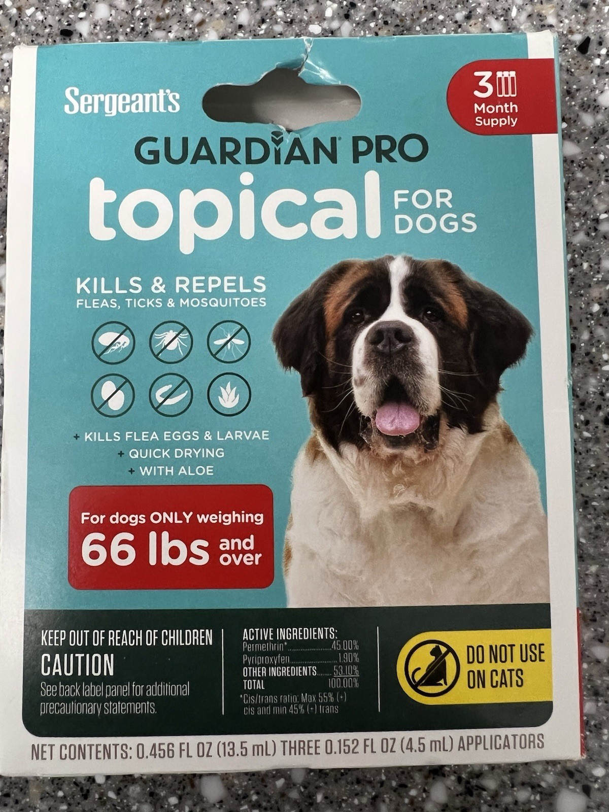 Sergeant’s GUARDIAN PRO Topical for Large Dogs 66 Lbs. & Over & FAST FREE SHIP