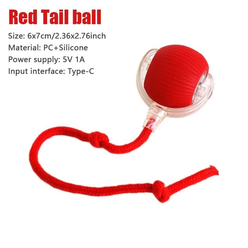 Interactive Automatic Rolling Cat Ball Rechargeable Mouse Tail Toy USB Pet Toy