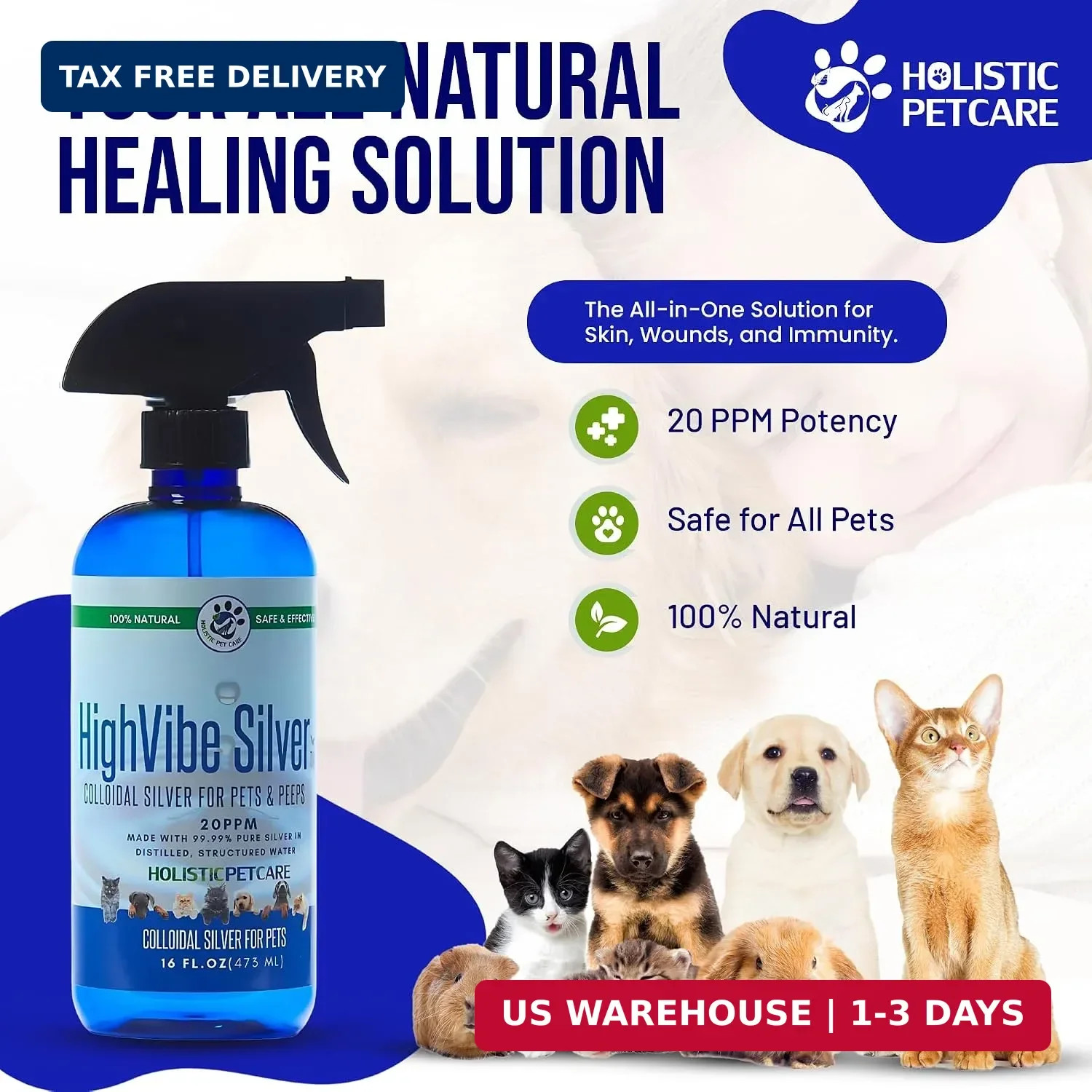 Colloidal Silver for Dogs, Cats, & Pet-20 PPM Spray(16oz) | Wo