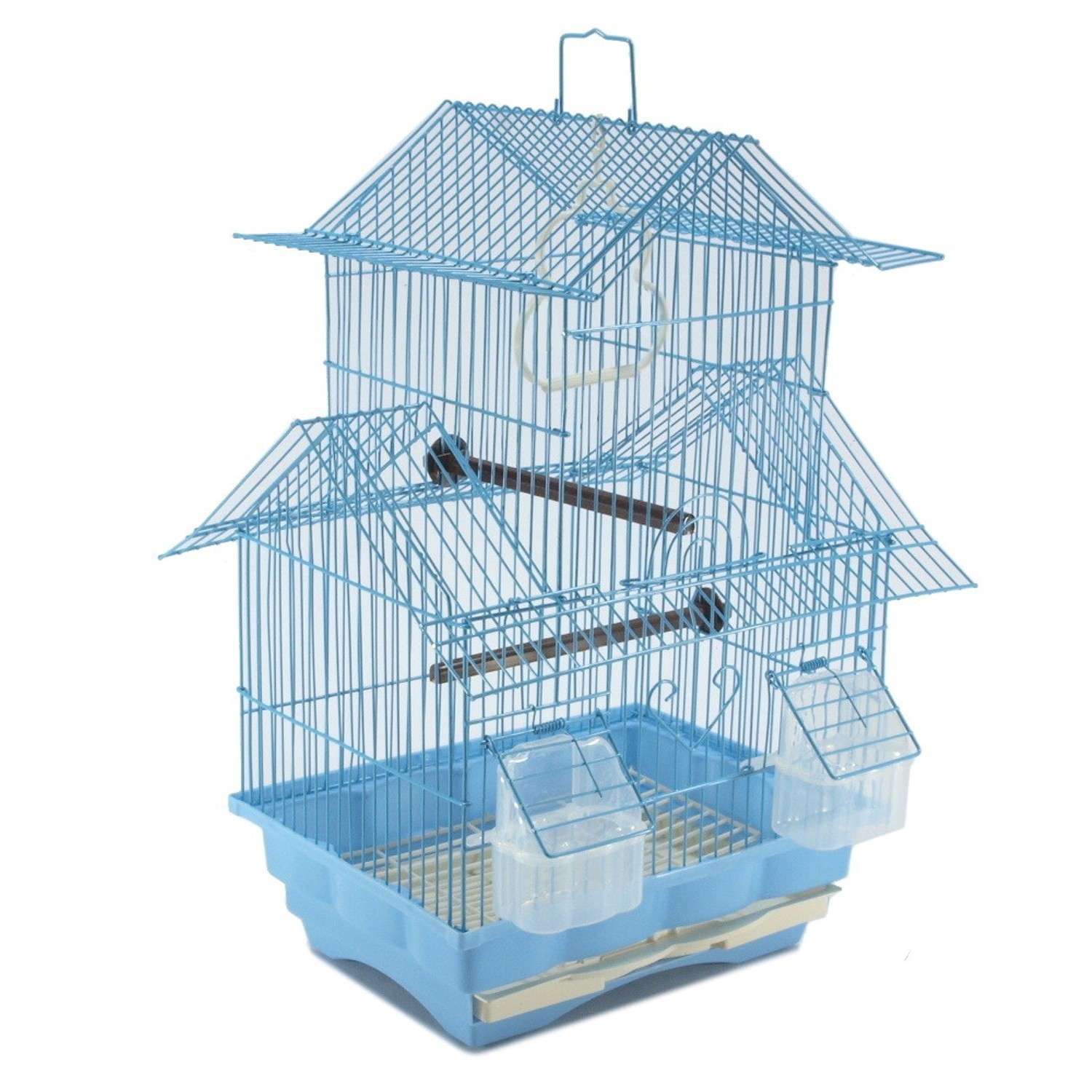18″ Small Parakeet Wire Bird Cage Hanging Finches Travel Bird House Blue