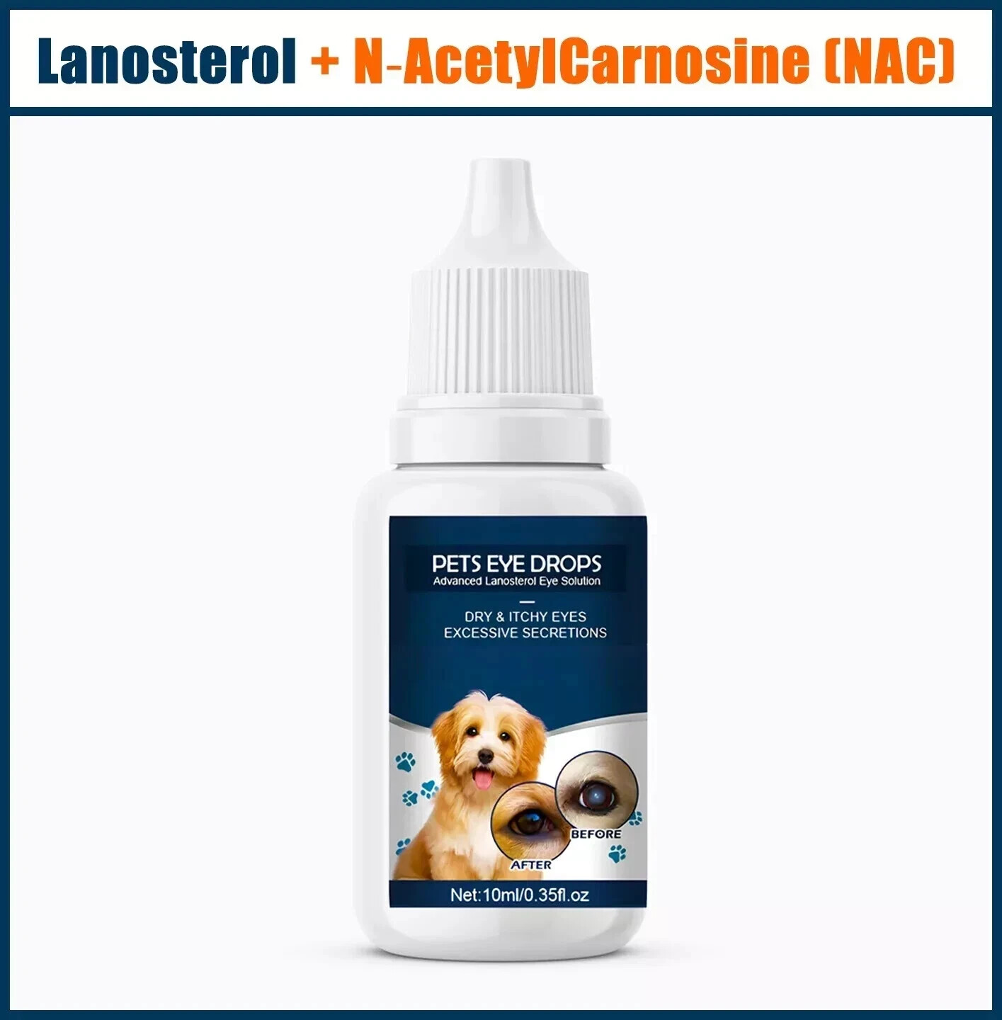 Lanosterol & NAC Dog/Cat Eye drops – Cataracts, Dry Eyes, Tearing, Lubricating