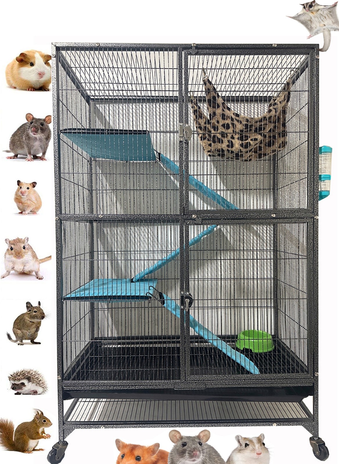 Sugar Glider Rat X-Large Cage Double Unit 1/2-inch Bar Chinchilla Mice Squirrel