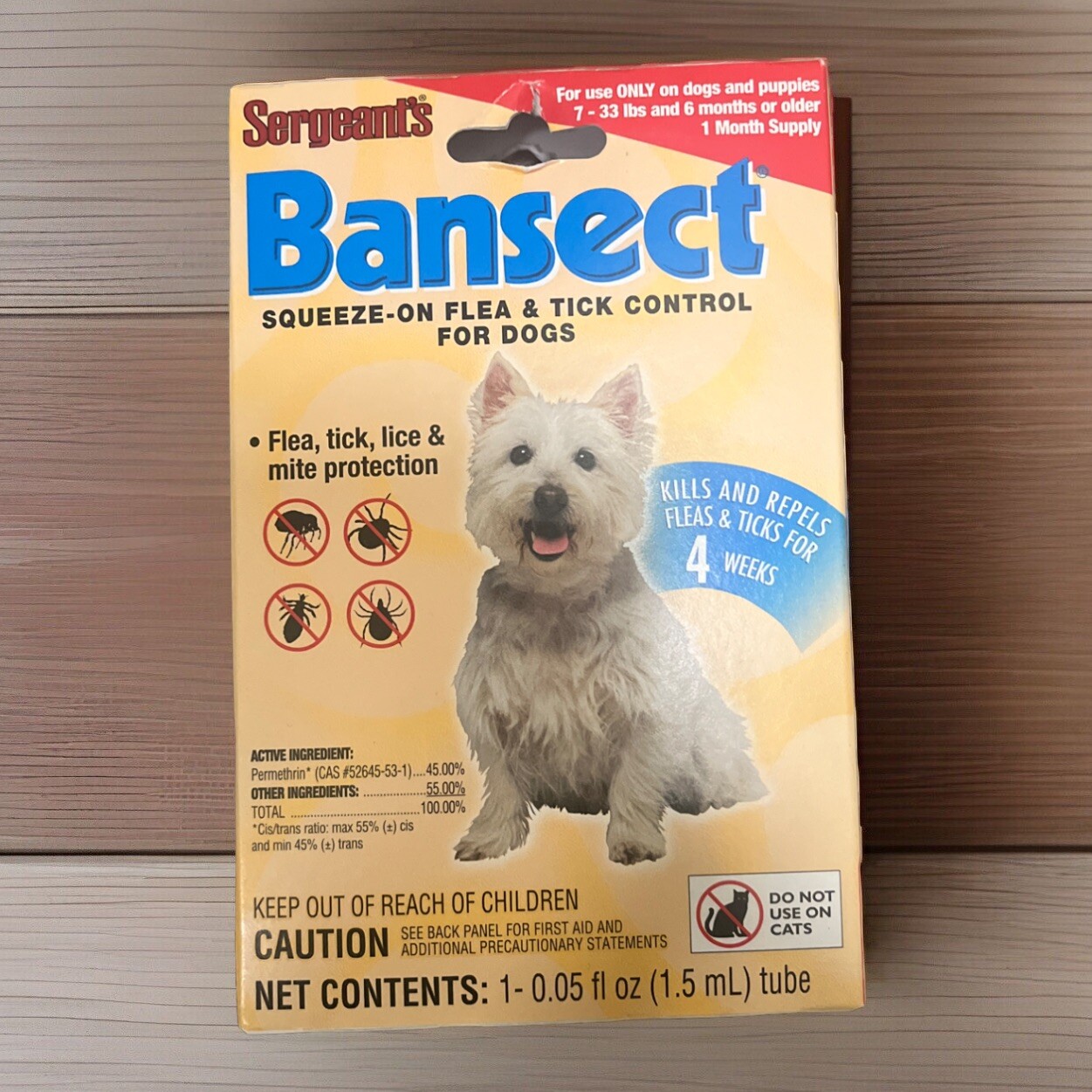 Sergeant’s Bansect Flea & Tick Squeeze On for Dogs One Month Supply (5 Pack)••••