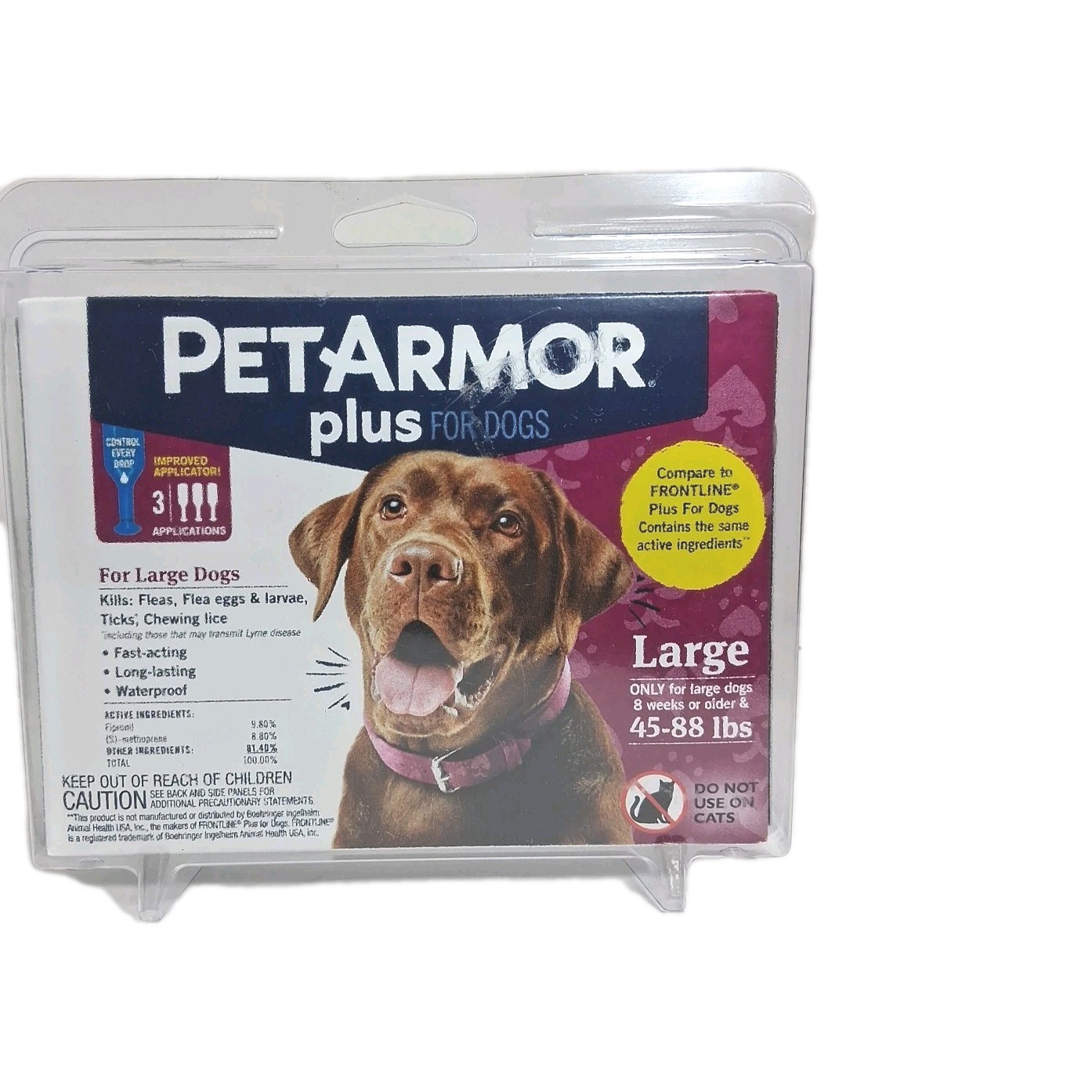 PetArmor Plus for Large Dogs 45-88 lbs. – 3 Month Supply – Kills Fleas and Ticks