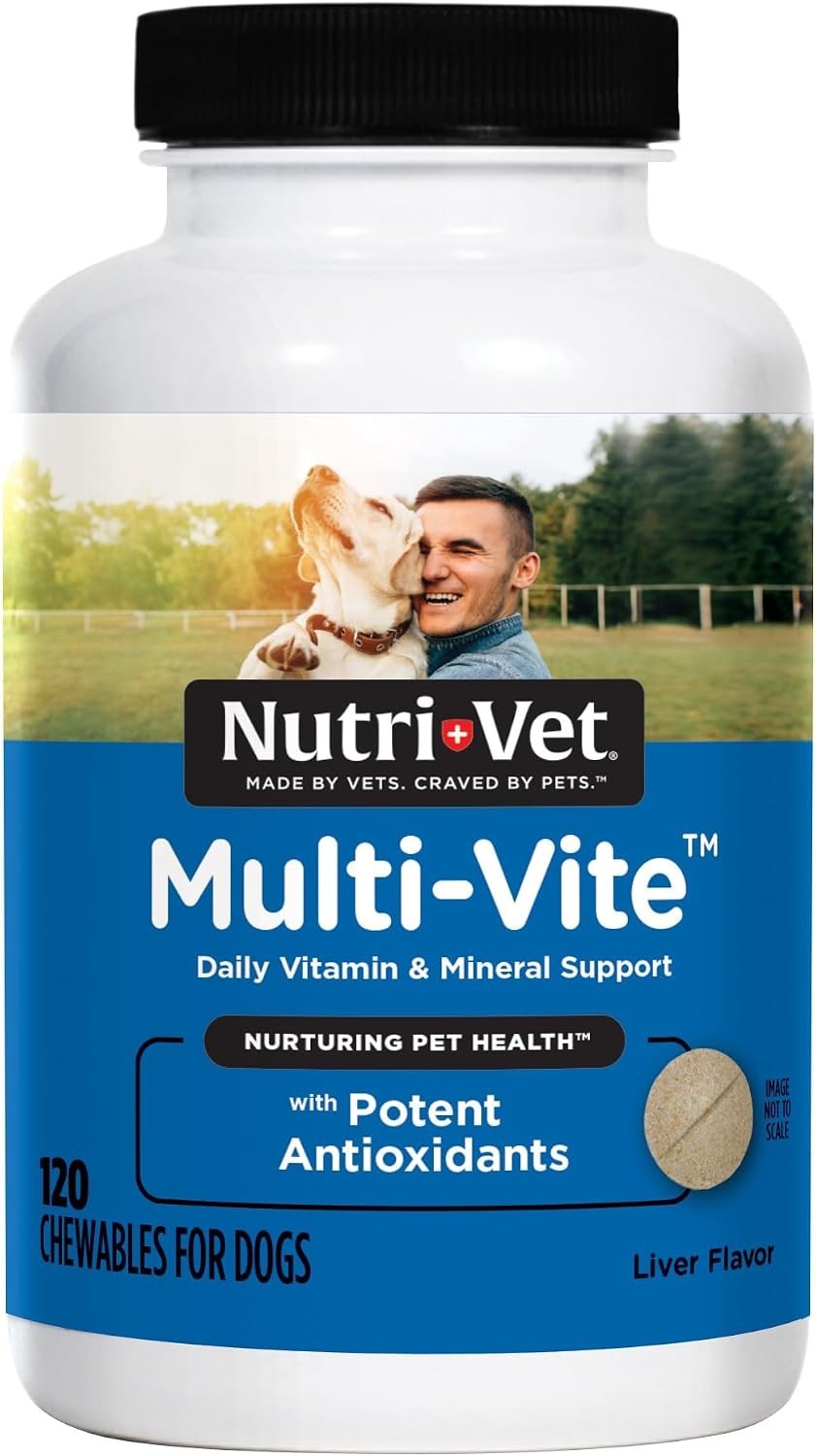 Nutri-Vet Multi-Vite Chewables for Adult Dogs – 120 Count Liver Flavor Vitamins