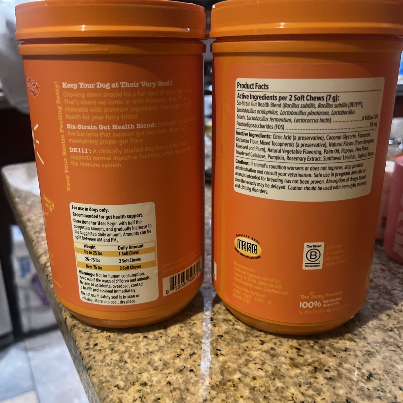 Zesty Paws Probiotic Bites Gut Health for Dogs, Pumpkin Flavor 180ct EXP 10-2026