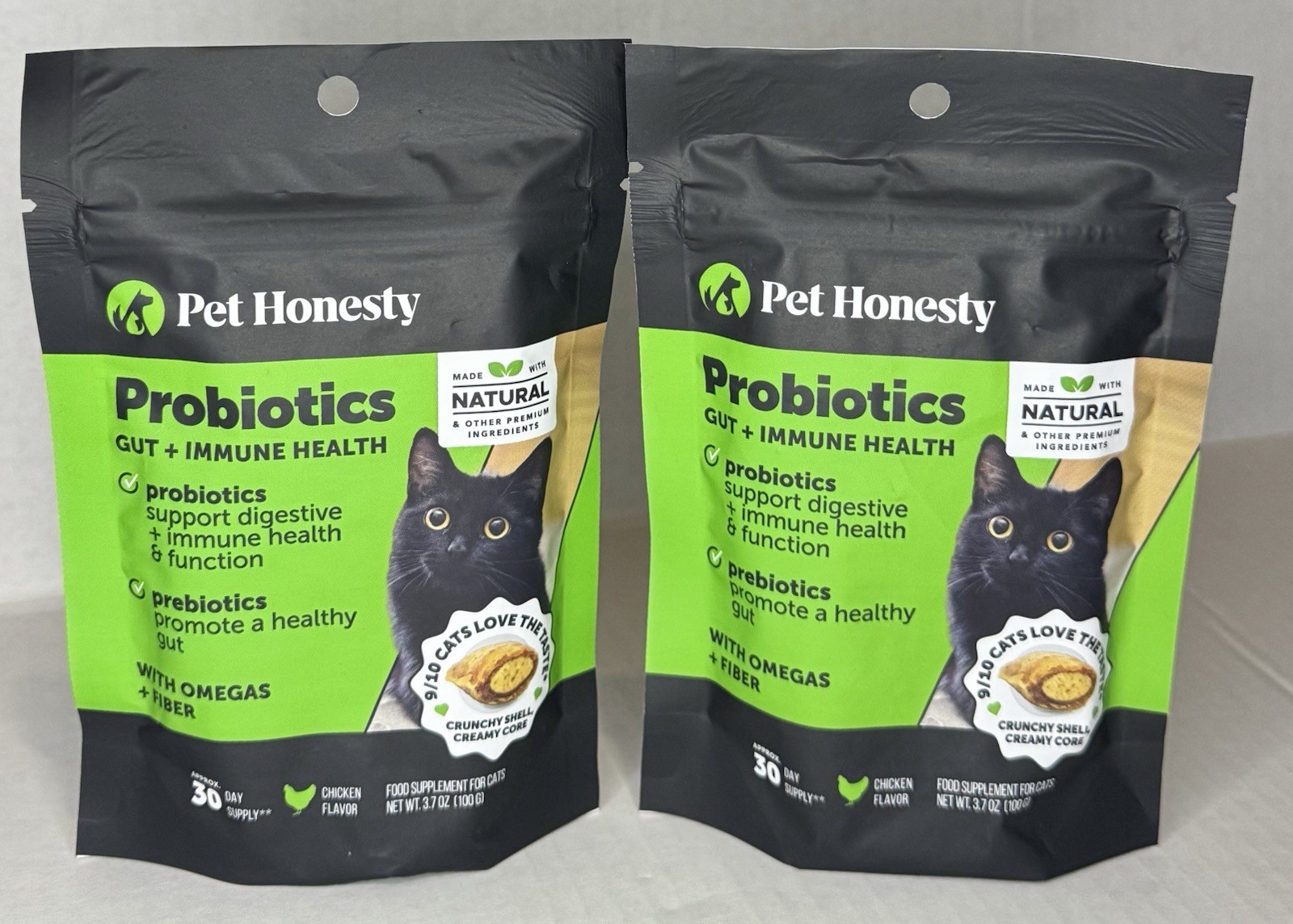 Pet Honesty Cat Probiotics Gut + Immune Health Crunchy & Creamy Chews Exp-05/27