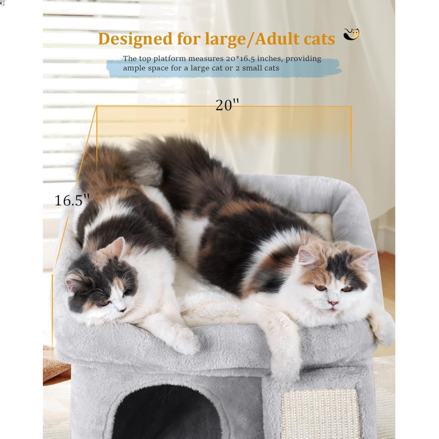 Cat Tree Tower for Large Cat, Cat Bed House with Large Perch for Adult Cats, …