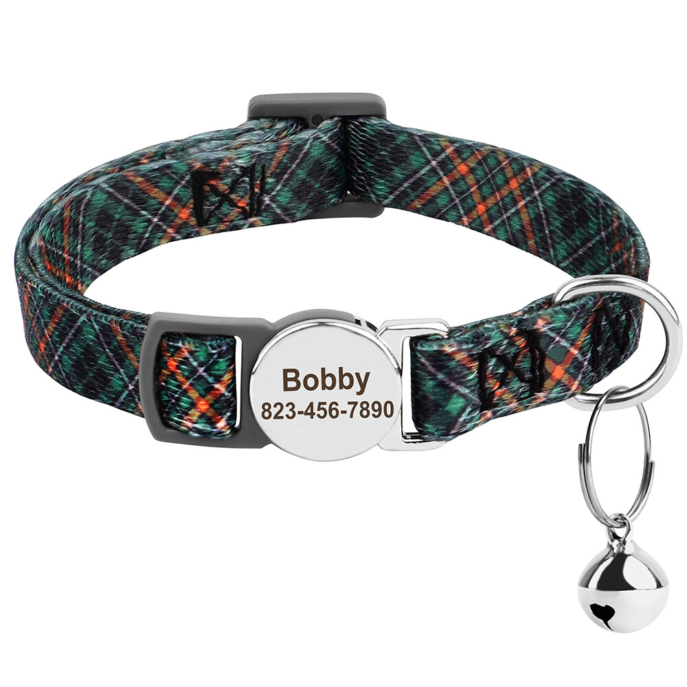Nylon Kitten Cat Collar Personalized Breakaway Custom Engraved Pet Puppy ID Tag