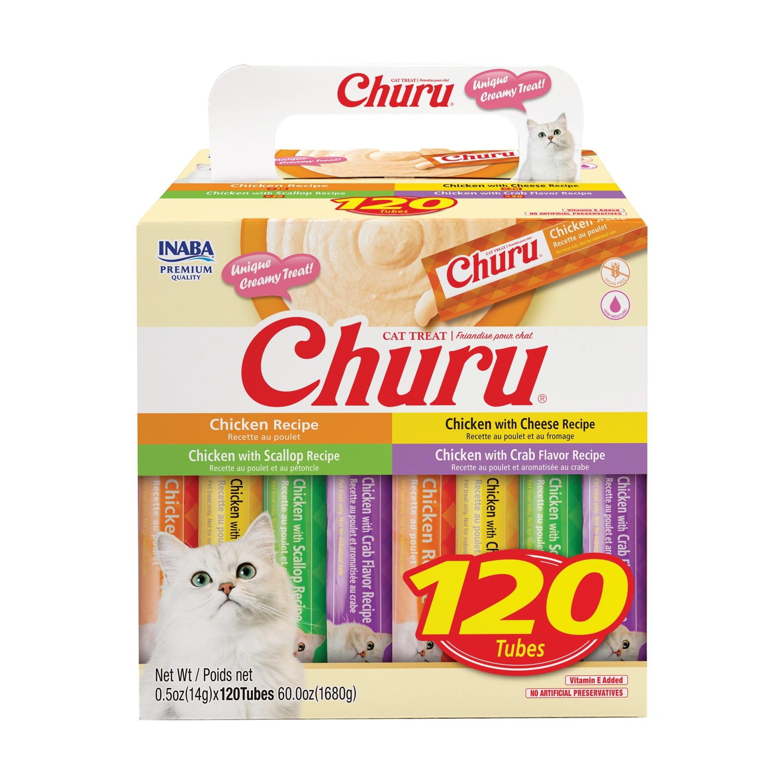 INABA Churu Cat Treats, Lickable, Squeezable Creamy Pur�e with Vitamin E, 0.5…