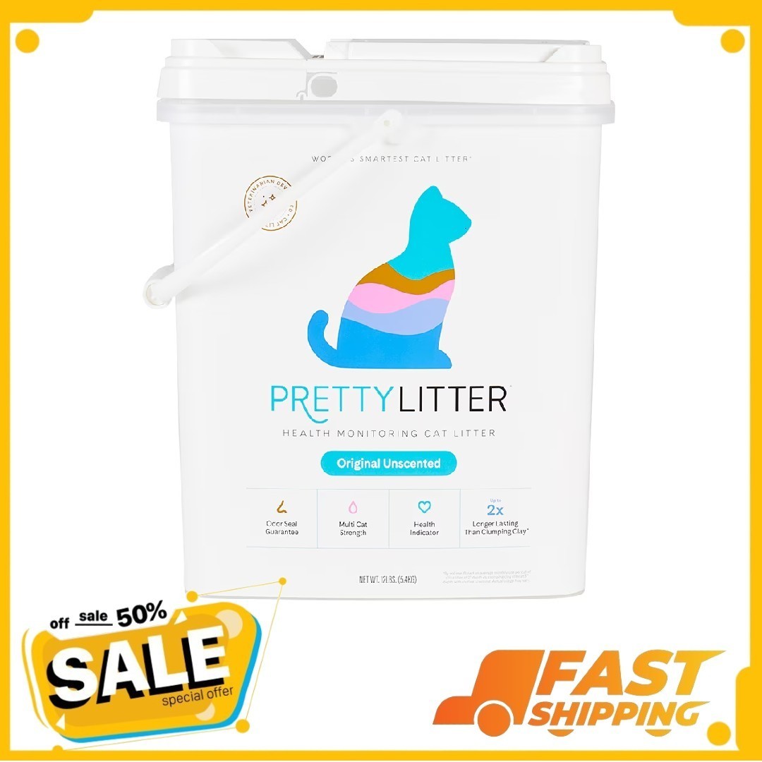 PrettyLitter Health Monitoring Cat Litter Unscented Non-Clumping 12lb Pail