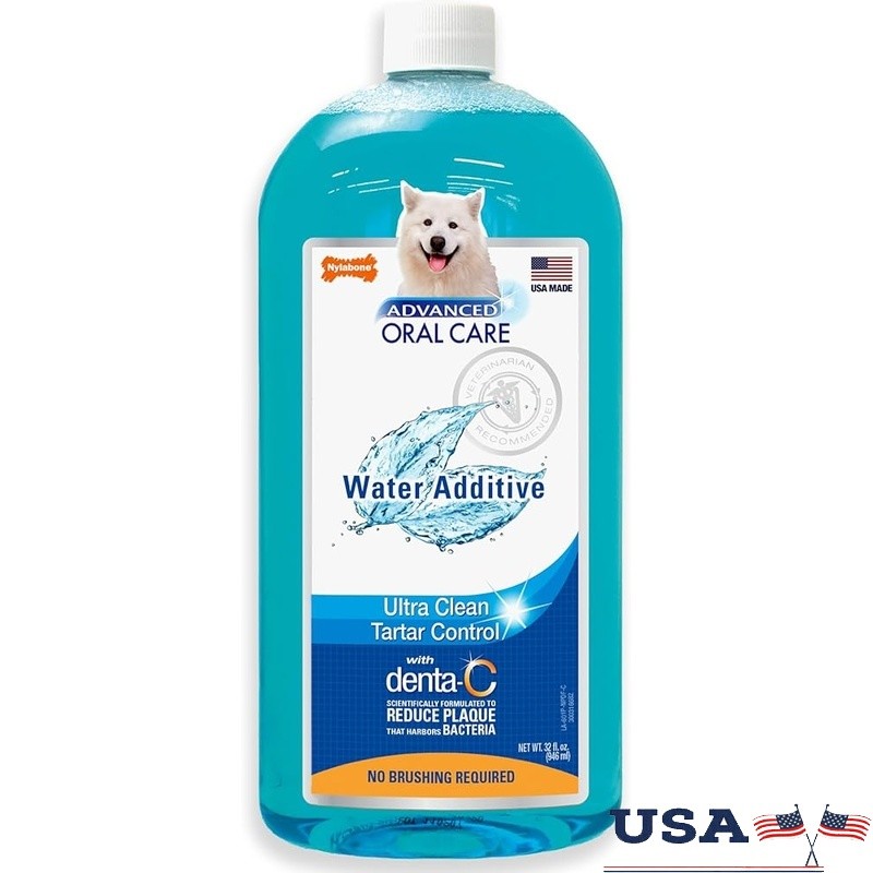 Dog Dental Water Additive Fresh Breath Tartar Control Liquid 32oz Fluoride Free
