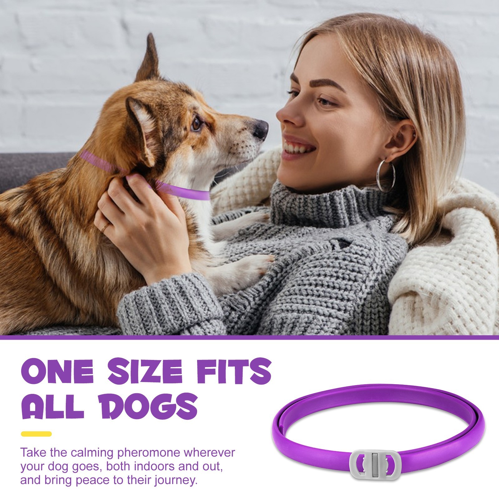 90 Day Calming Collar for Dogs Natural Calming Pheromones Embedded anxiety relax