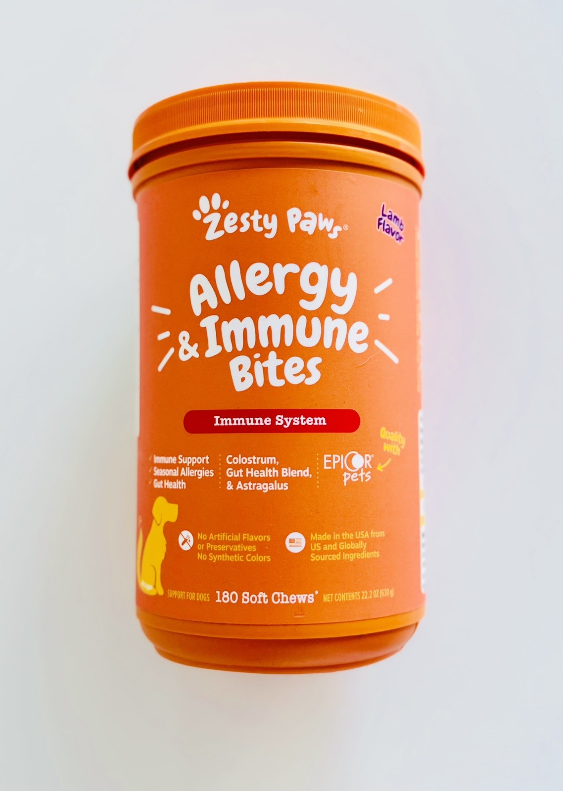 Zesty Paws Allergy & Immune Bites Lamb Flavored 180 Soft Chews EXP 2027