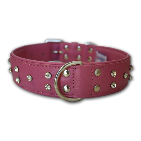 Athens Genuine Leather & Rhinestone Collar by Angel XS S M L XL XXL