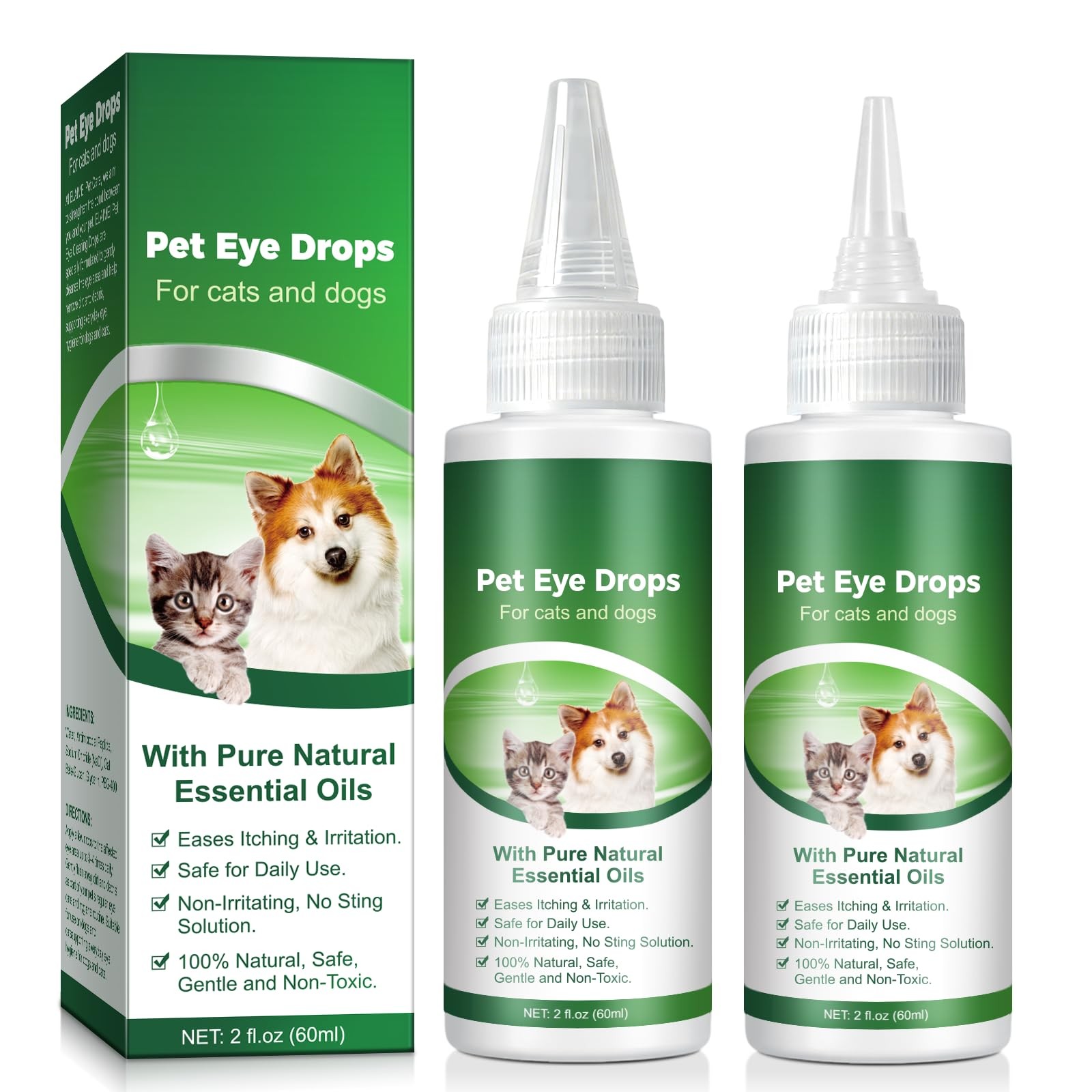 VOSIFSDIY Eye Drops for Dogs, 2PCS Cats and Dogs Drops, 2PCS, No Color