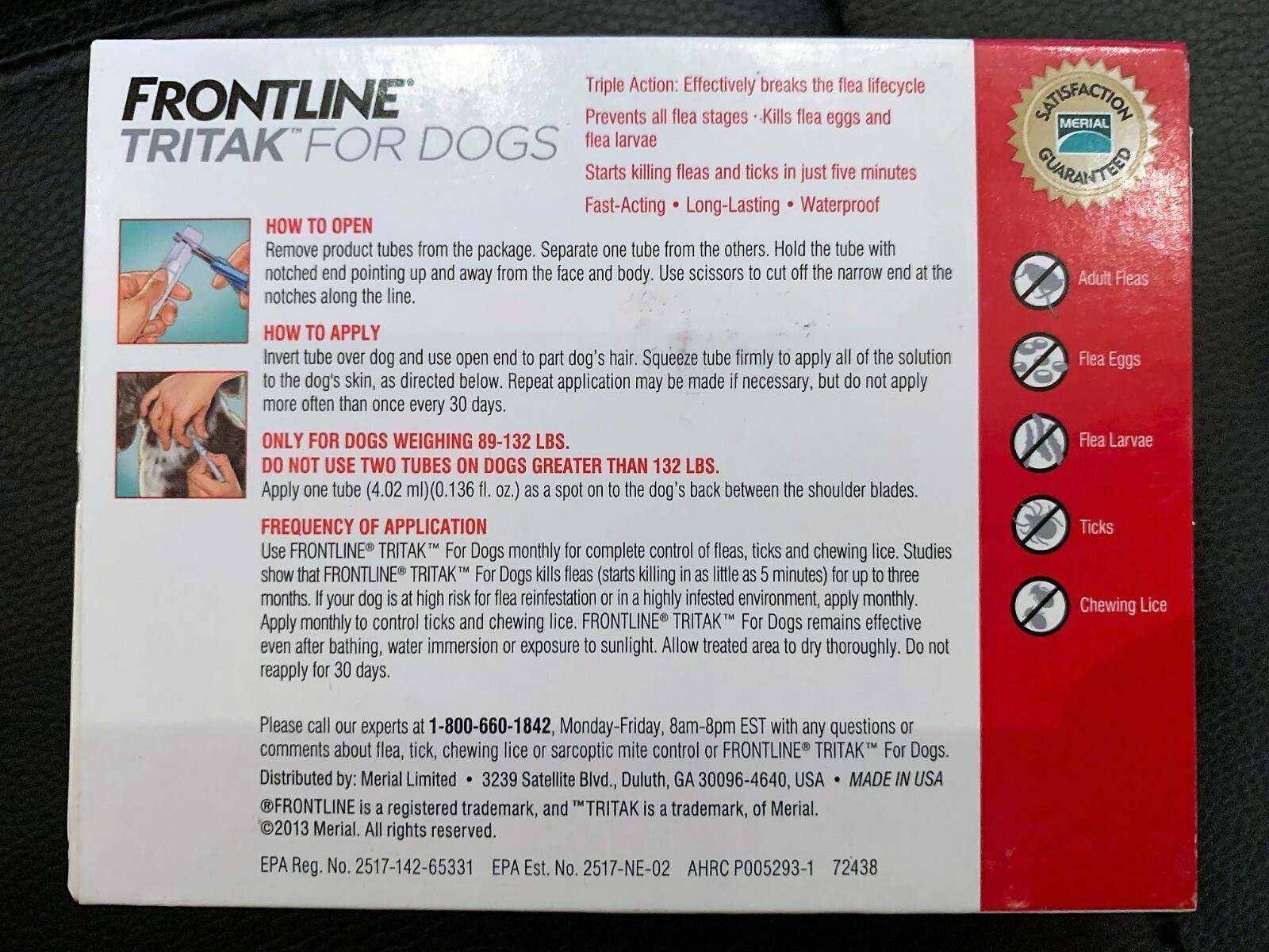 Frontline Plus Tritak Best Flea Tick mange Remedy | Dogs 89-132 lbs | 3 doses |