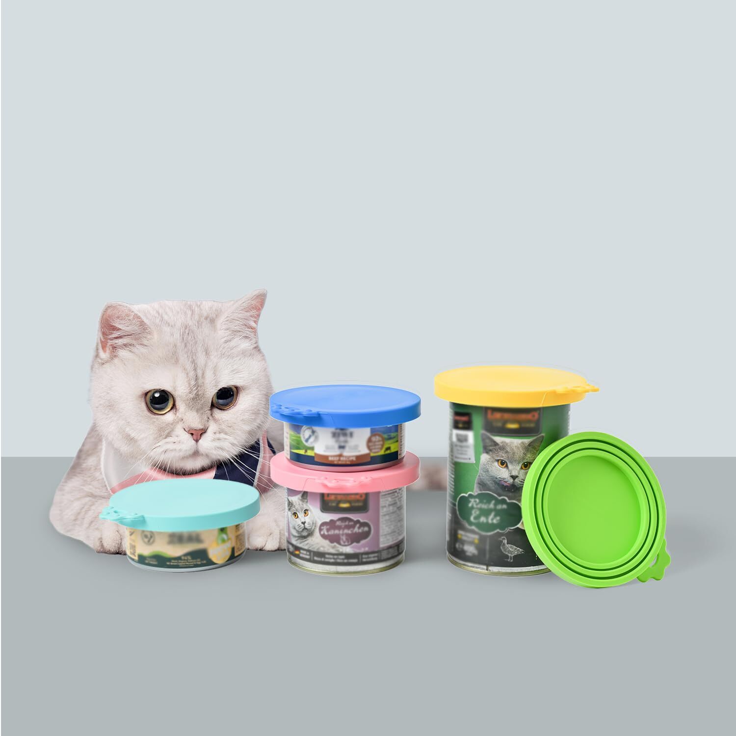 Pet Food Can Covers, Silicone Lids, BPA Free, Dishwasher Safe,Fit Standard Size