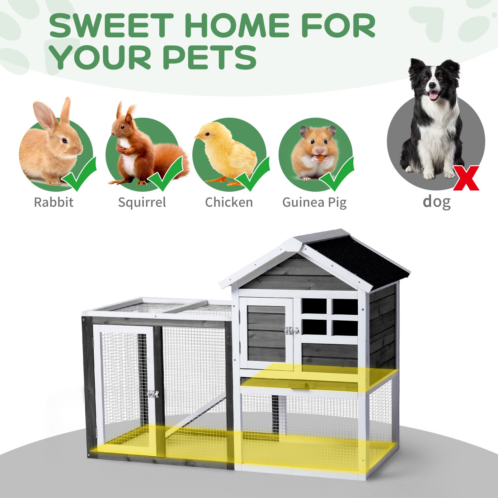 Outdoor Wooden Chicken Coop House Poultry Hutch Pet Cage w/ Nesting Box Backyard
