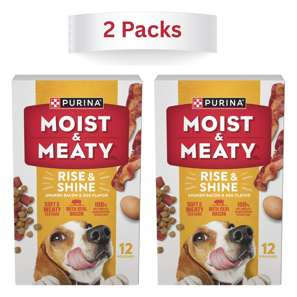 Purina Moist & Meaty Bacon Egg Flavor Soft Dog Food High Protein Pouches 24 Ct