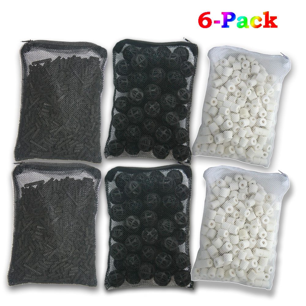 2 lb Active Carbon +2 lb Ceramic Rings +100 pcs Bio Balls for Aquarium Filter