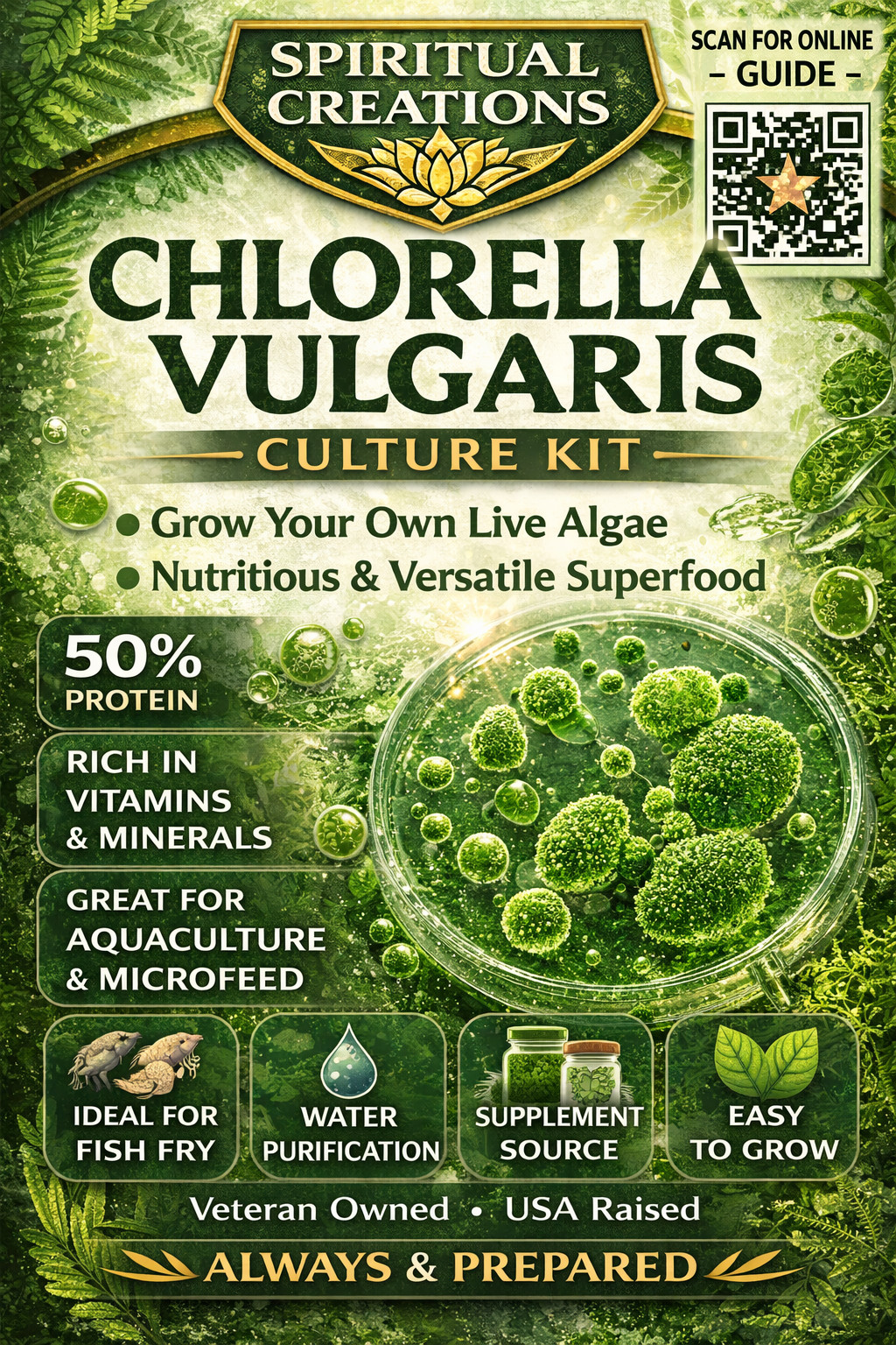 Live Chlorella Vulgaris Culture (500ml) and Algae Growth Nutrient (250ml)
