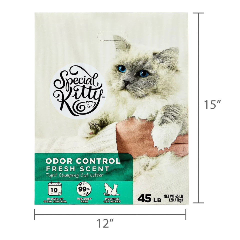 Special Kitty Odor Control Tight Clumping Cat Litter, Fresh Scent, 45 lb Box