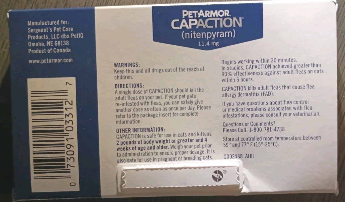 LOT CAPACTION CAPSTAR NITENPYRAM 11.4mg FOR CATS 2-25LBS TREATMENT 6 X3 18 DOSES