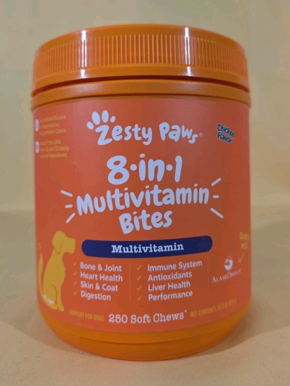 Zesty Paws 8-in-1 Multivitamin Bites for Dogs, AlaskOmega, 250 Count 10/26