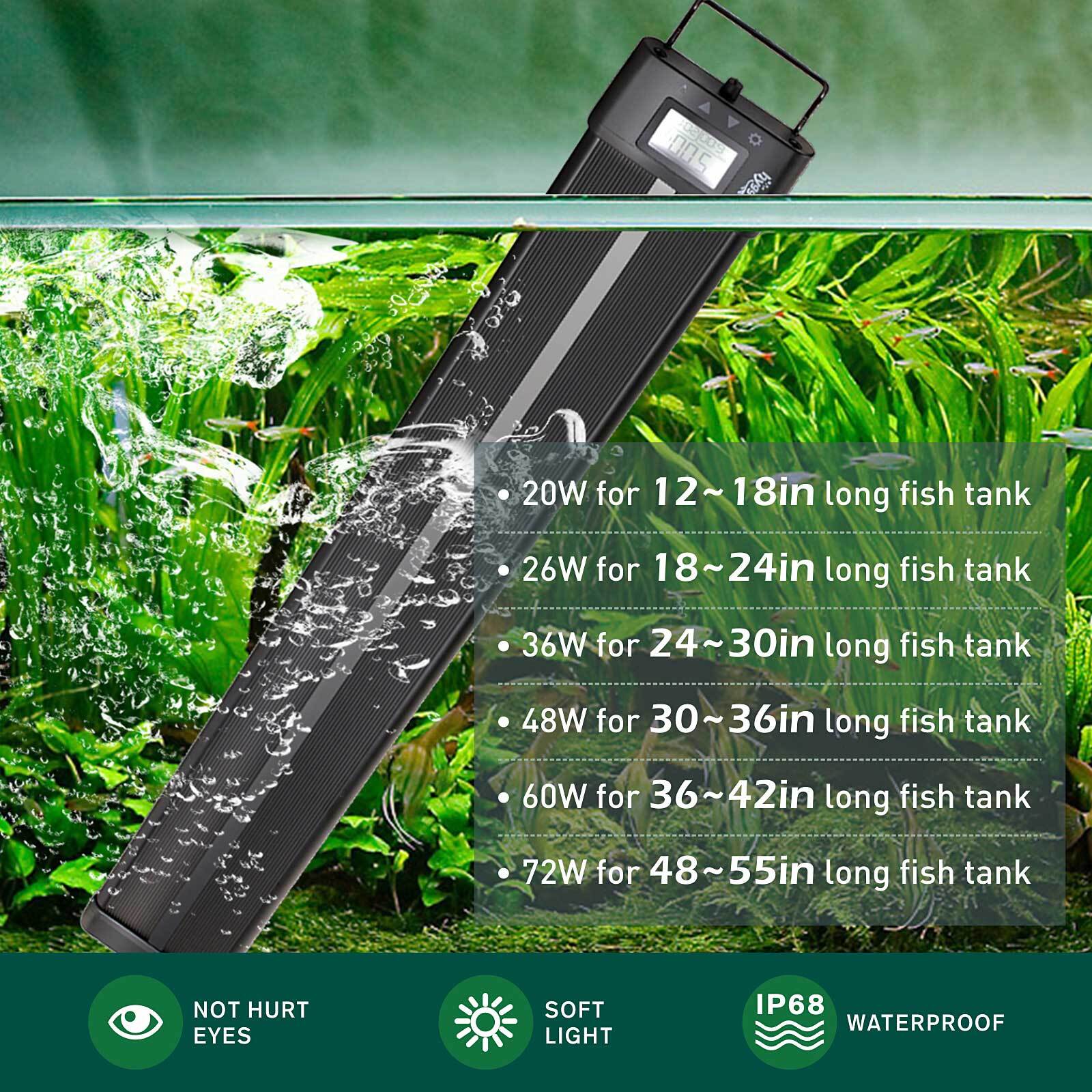 hygger Aquarium Light Full Spectrum Sunrise/Daylight/Moonlight 18 24 30 36 48″