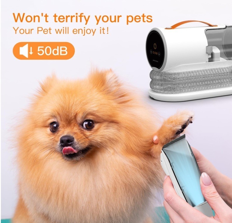 AIRROBO PG100 Pet Grooming Vacuum with 5 Grooming Tools, 12000Pa Suction Power