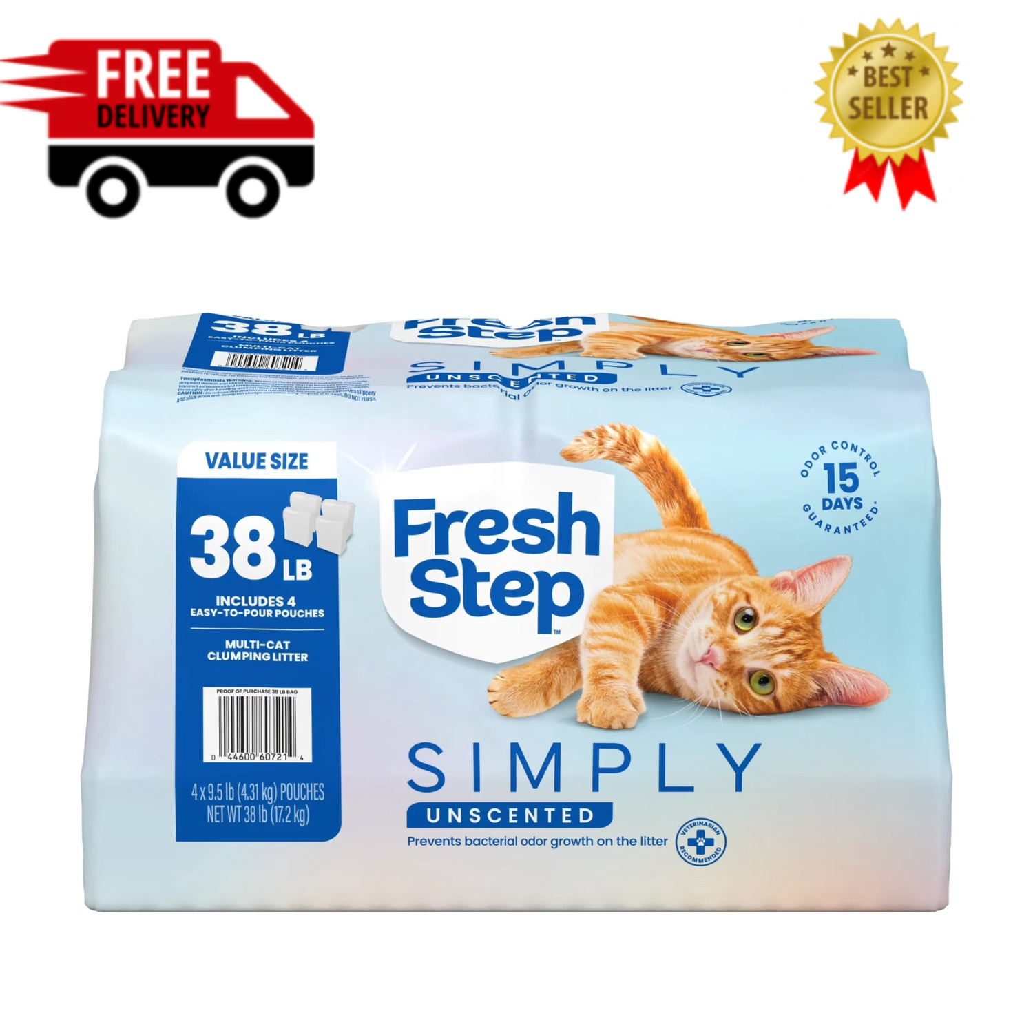 Fresh Step Simply Unscented Cat Litter 38 lb Clumping 4 Pack