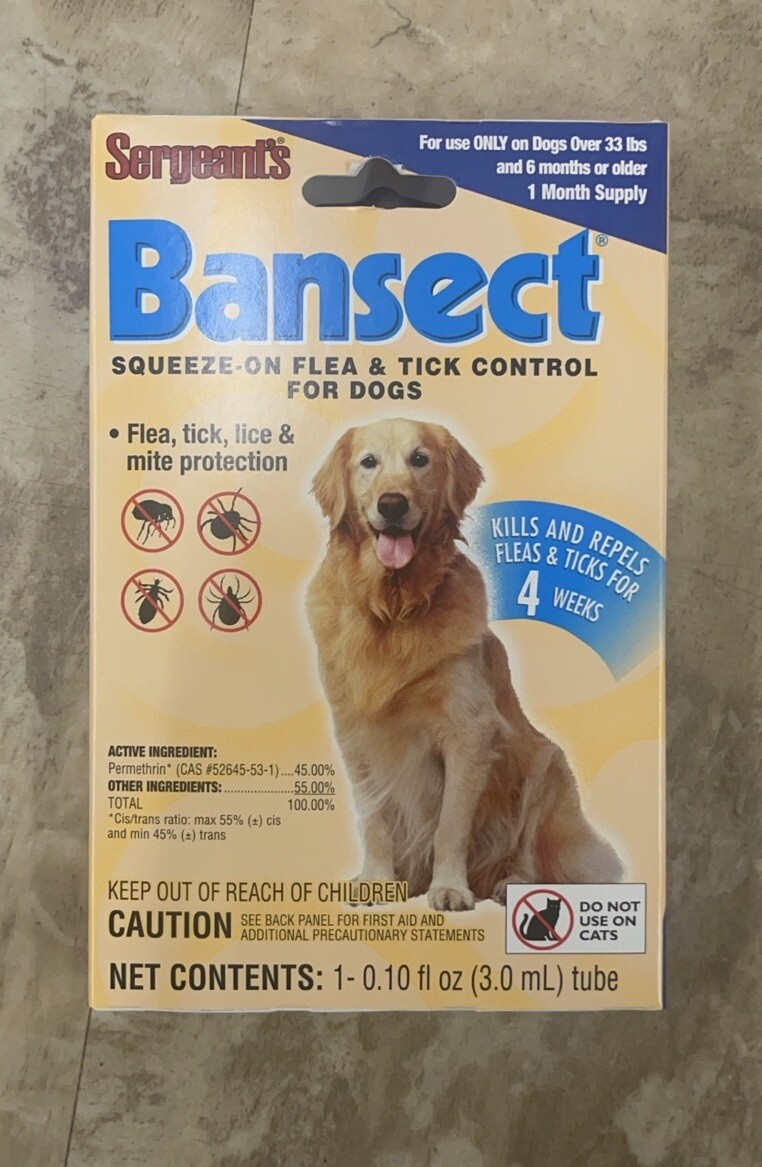 Sergeant’s Bansect Flea & Tick Squeeze On for Dogs One Month Supply (2 Pack)