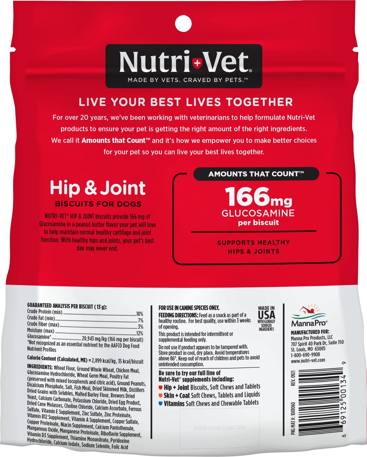 Nutri-Vet Hip & Joint Biscuits for Dogs | Tasty Dog Glucosamine Treat & Dog