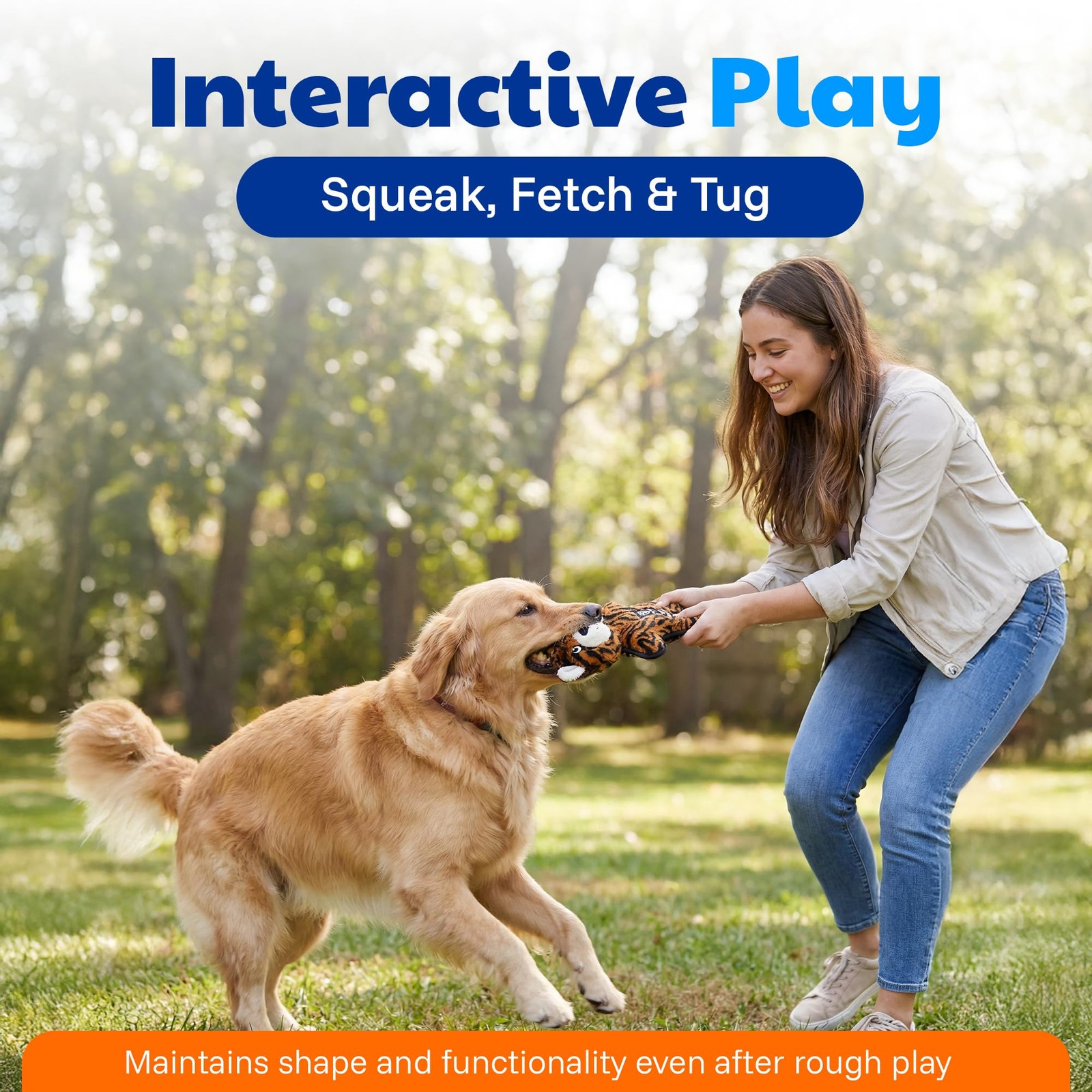 Plush Dog Toy with Squeaker for Moderate Chewers, Soft Stuffed Dog Toy for Tu…
