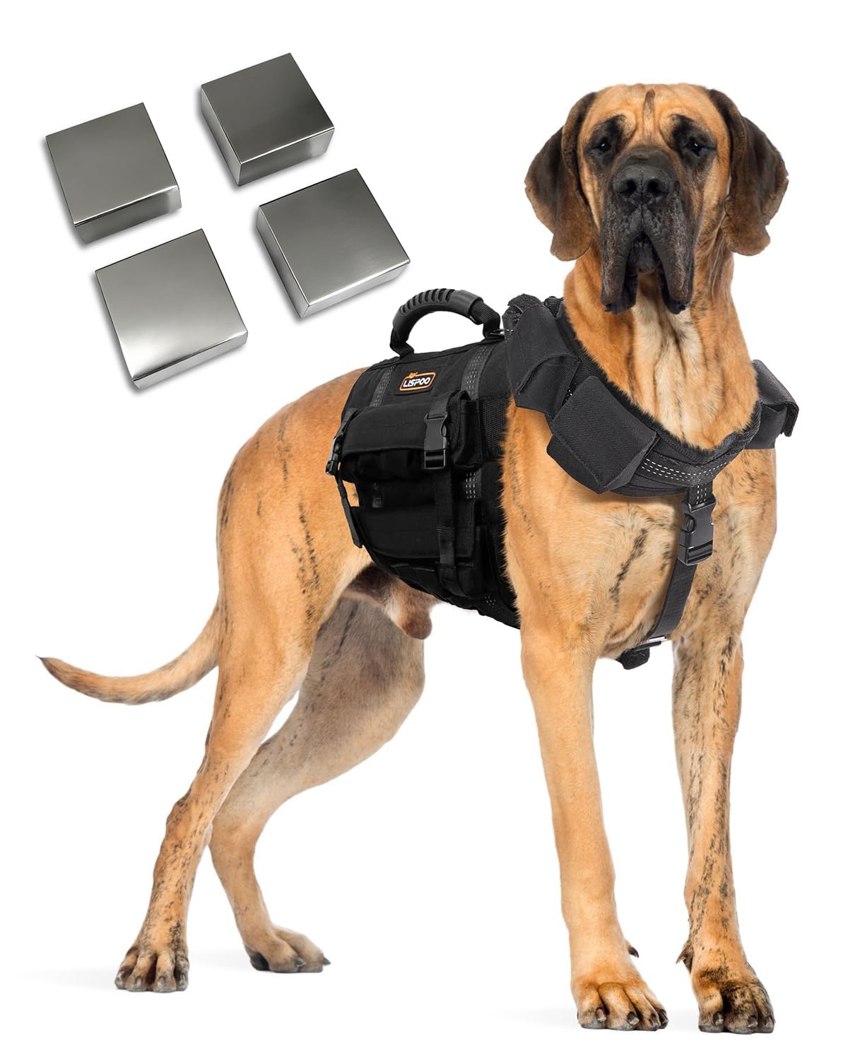LISPOO Weighted Dog Vest and Collar Set with 4 Removable 0.88 lb Weight Block…