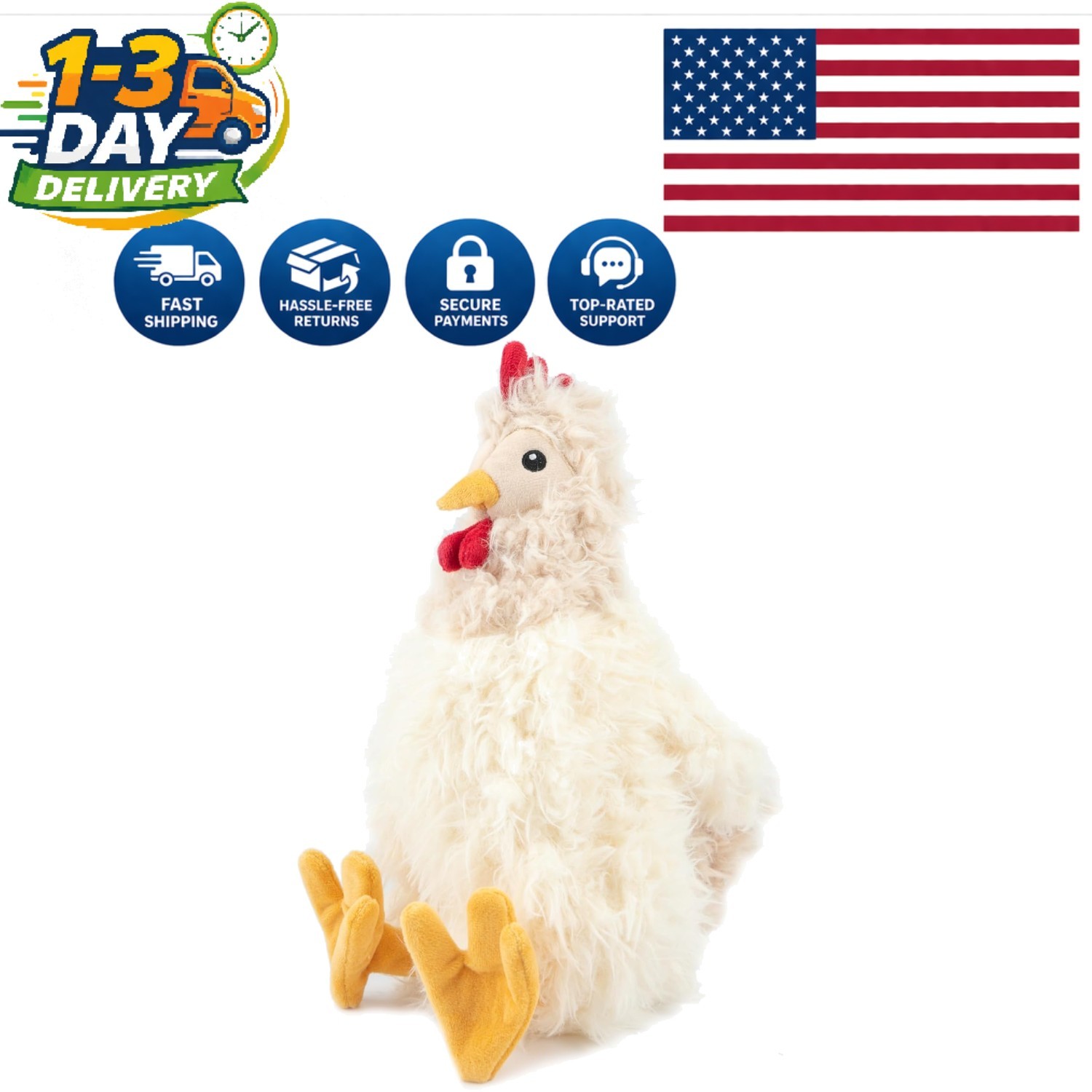 Interactive Squeaky Plush Dog Toy – Crinkle Chicken for All Breeds, Large Size