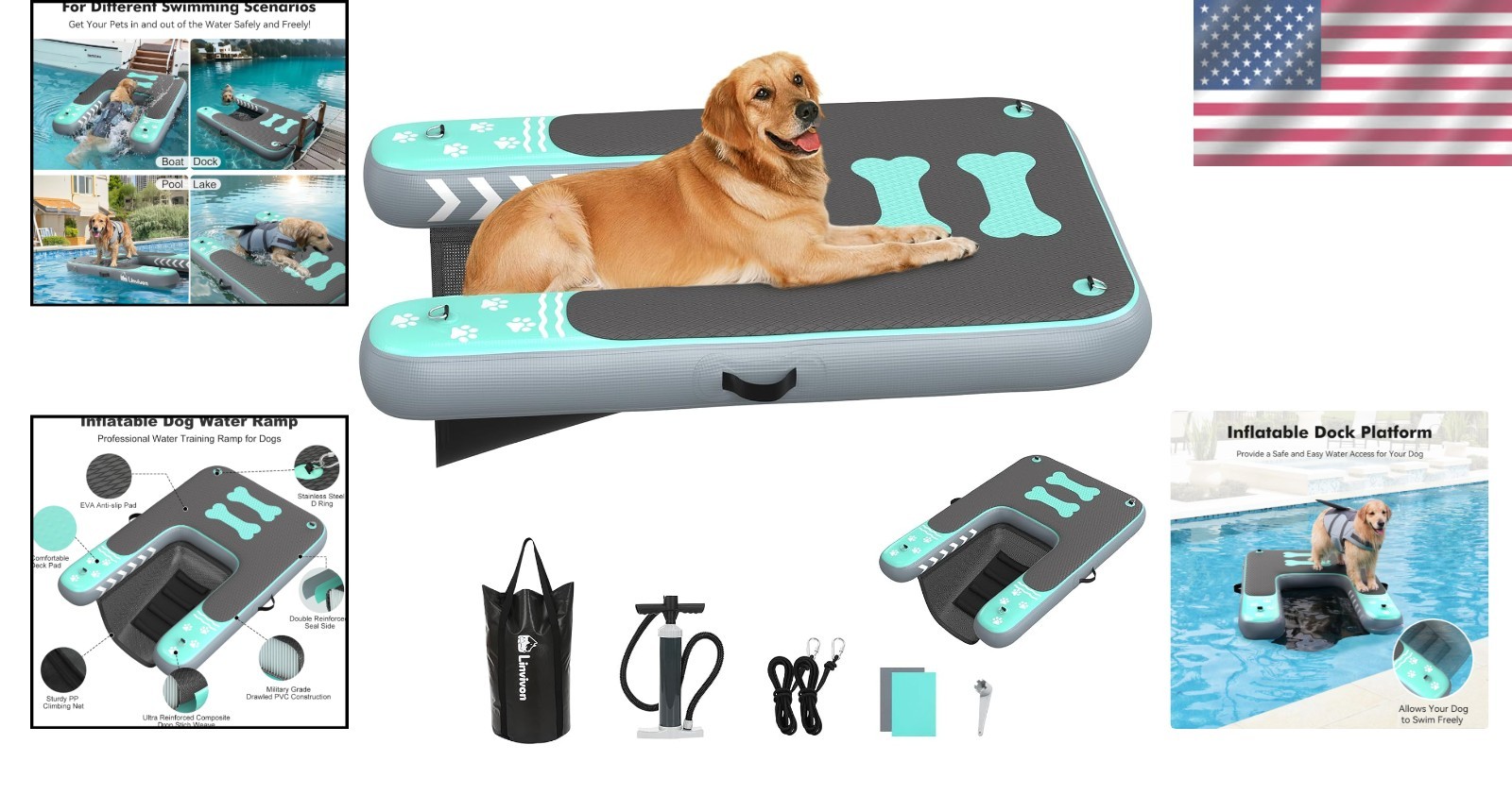 Easy-to-Use Inflatable Dog Ramp for Lakes & Docks – Safe Playtime Essential